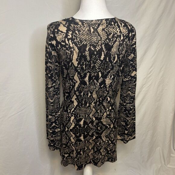 INC International Concepts Snake Print V Neck Sweater Dress Blouse Long Sleeve - Picture 7 of 7